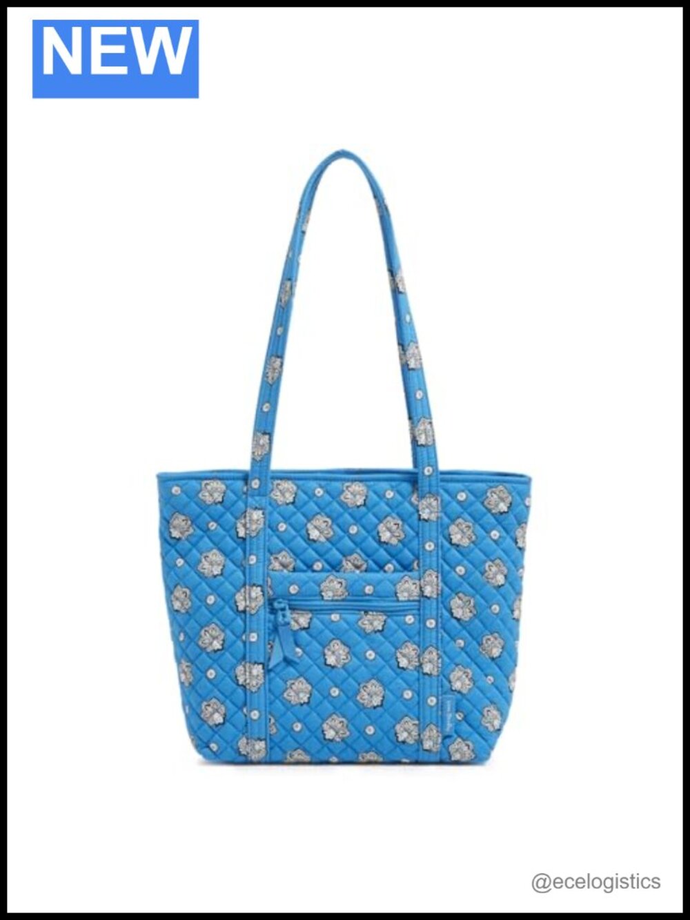Quilted Cotton Small Tote Bag with Pockets, Machine Washable Handbag